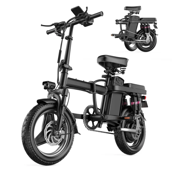 500W 48V 13AH Folding Electric Bike | 14” Tire City Commuter Ebike for Adults - Image 7