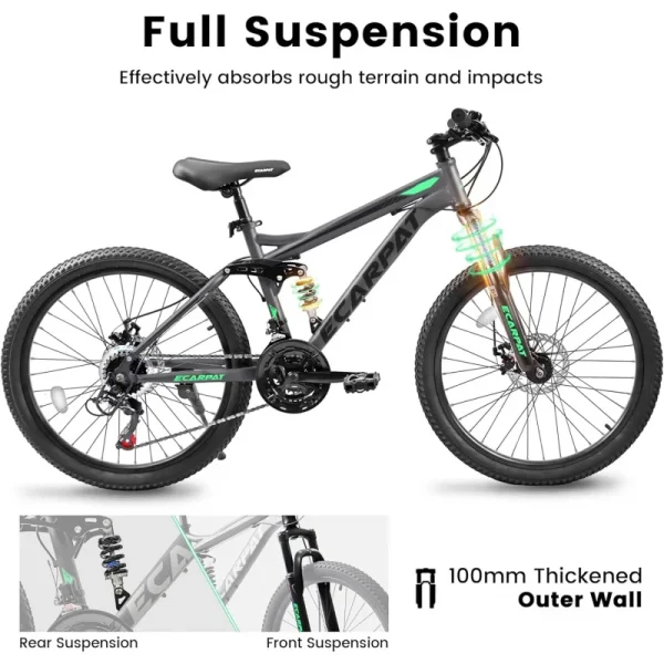 AQMountain Bike | Dual Full Suspension 21-Speed Aluminum/Steel Bicycle for Students & Beach Rides - Image 3