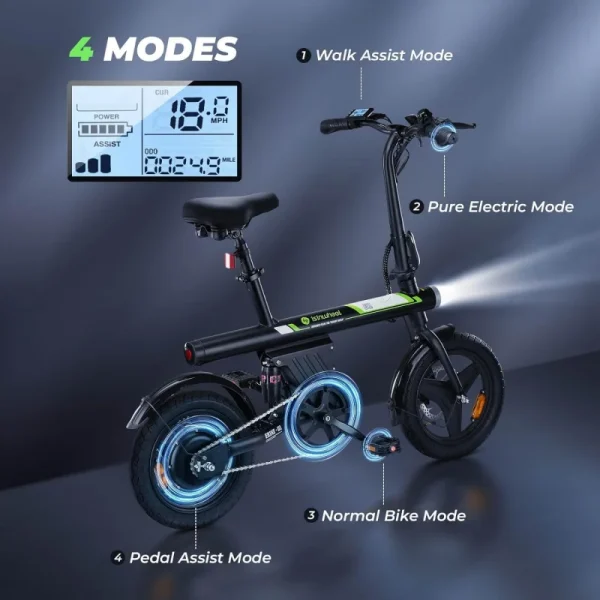 Misinwheel Electric Bike for Adults | 500W Motor, 20MPH Folding E-Bike with Smart Uphill Assist, 14”/16”/20” Options - Image 5