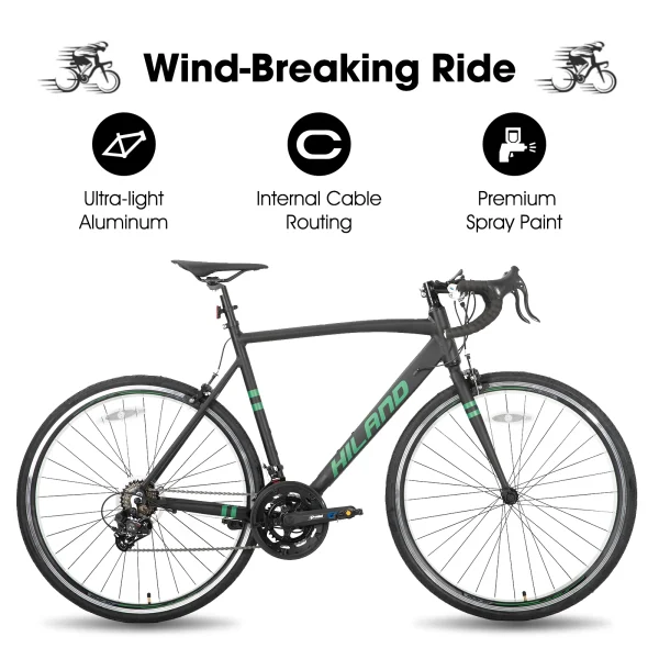 Hiland Aluminum Road Bike | Shimano 21-Speed Racing Bicycle with 53/57cm Frame for Men - Image 3