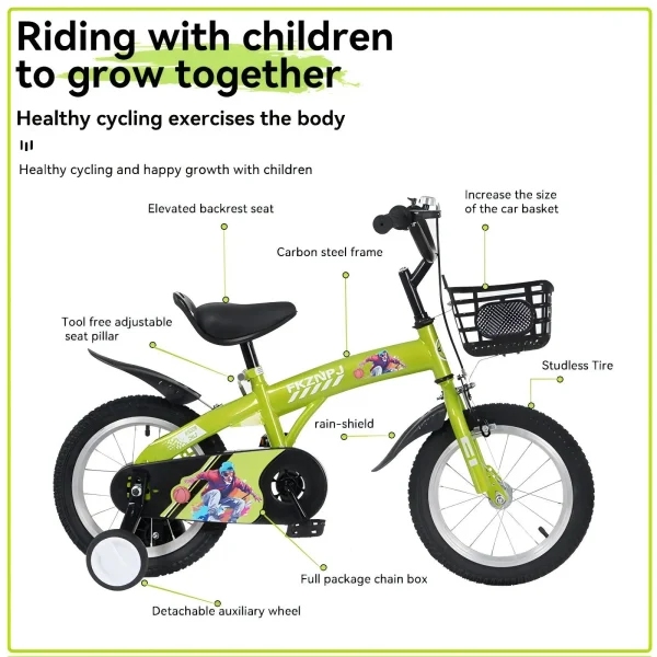 18-Inch Kids Mountain Bike | Sporty Bicycle with Training Wheels, Adjustable Saddle & Stand - Image 6