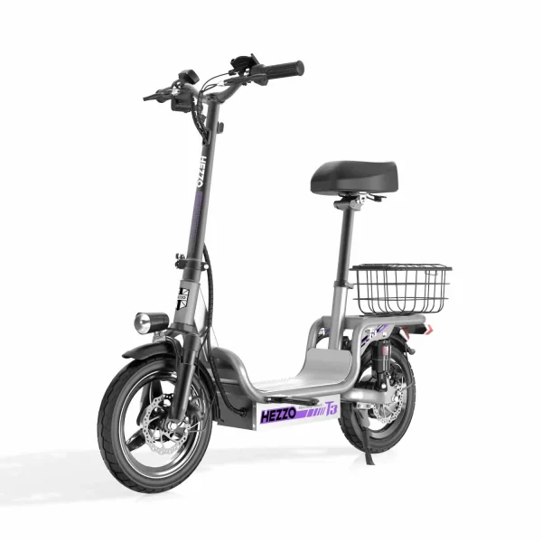 48V 500W Electric Bike | Carbon Steel Ebike with Multi-Shock Absorption, 14” Road Tires & Basket for City Commuting - Image 7