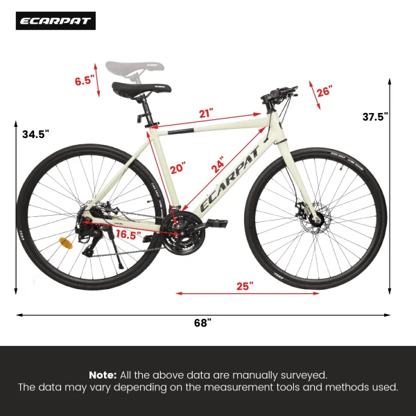 Ecarpat 700C Road Bike | 24-Speed Racing Bicycle with Aluminum/Steel Frame and Disc Brakes for Men & Women - Image 6