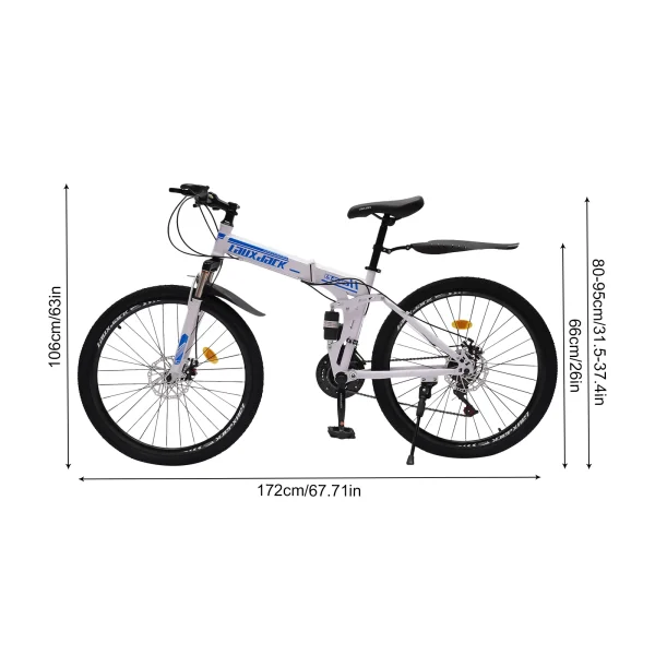 26-Inch Foldable Mountain Bike | 21-Speed Carbon Steel Bicycle for Adults, Portable Road Bike - Image 7