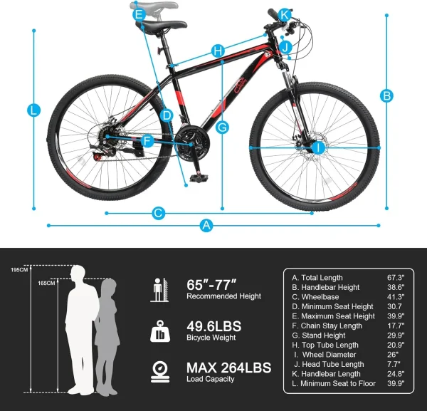 Mountain Bike for Men & Women | 26/27.5/29-Inch Wheels, 21-Speed, Double Disc Brakes, Suspension Fork for Adults - Image 6