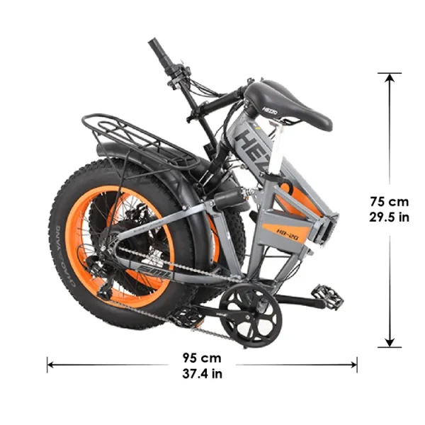 HEZZO T7 Folding Electric Bicycle | 750W Motor, 48V 13AH Battery, 20"x4.0" Fat Tire Off-Road & Snow E-Bike - Image 5