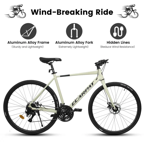 Ecarpat 700C Road Bike | 24-Speed Racing Bicycle with Aluminum/Steel Frame and Disc Brakes for Men & Women - Image 2